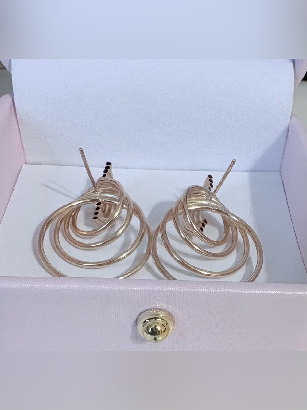 14K Gold Vintage Graduated Multi Hoop Diamond Cut Post Earrings FIRM THANK YOU - Picture 7 of 14